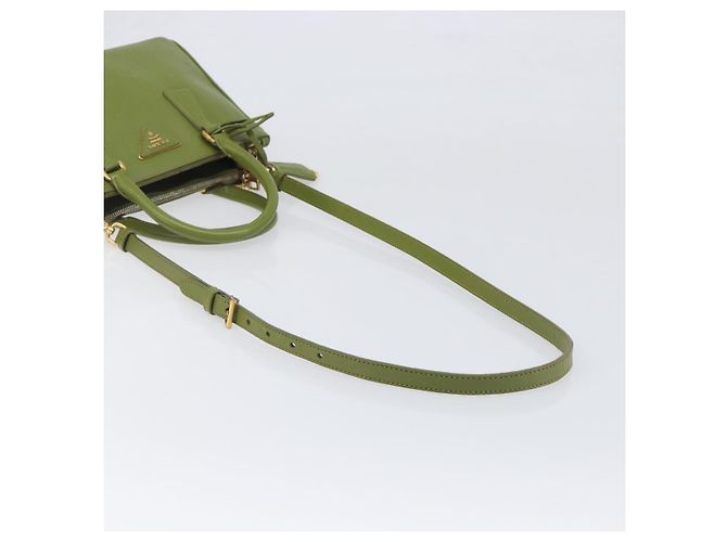 Bolsa de mão PRADA Galleria Saffiano 2way Green Gold Tone Auth 199533A Verde - vista 8