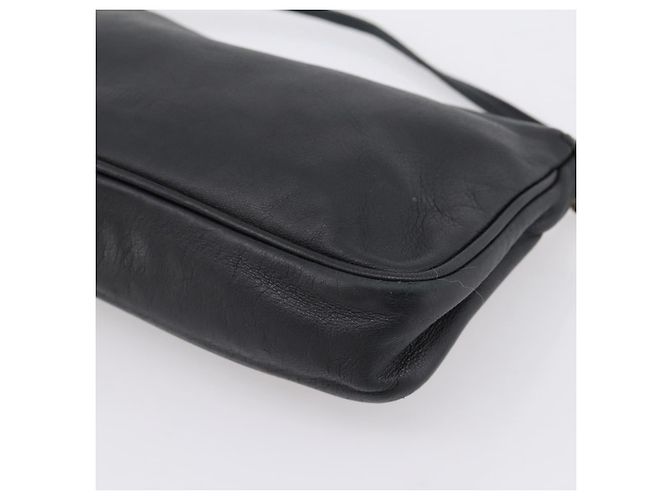 Jimmy Choo Accessory Pouch Leather Black Silver Auth 202164A Silvery - view 15