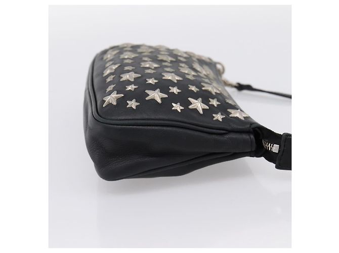 Jimmy Choo Accessory Pouch Leather Black Silver Auth 202164A Silvery - view 4