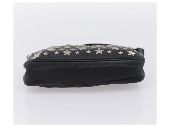 Jimmy Choo Accessory Pouch Leather Black Silver Auth 202164A Silvery - view 5