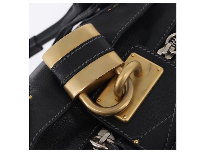 Chloé Borsa Chloe Paddington in pelle nera oro argento Auth ki6774M Nero D'oro - vista 14