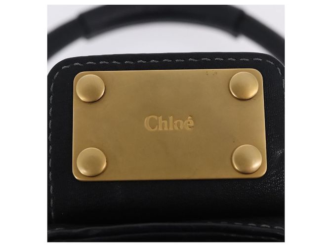 Chloé Borsa Chloe Paddington in pelle nera oro argento Auth ki6774M Nero D'oro - vista 18