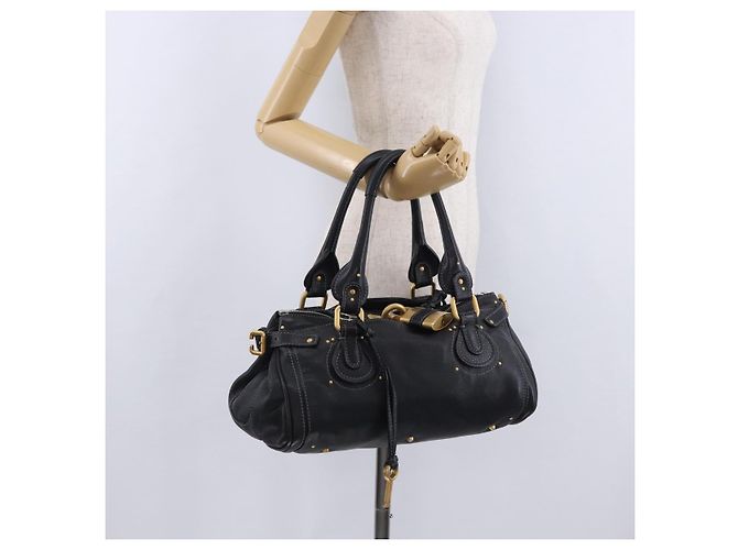 Chloé Borsa Chloe Paddington in pelle nera oro argento Auth ki6774M Nero D'oro - vista 27