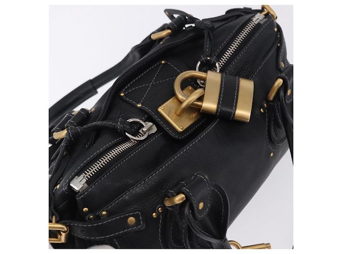 Chloé Borsa Chloe Paddington in pelle nera oro argento Auth ki6774M Nero D'oro - vista 6