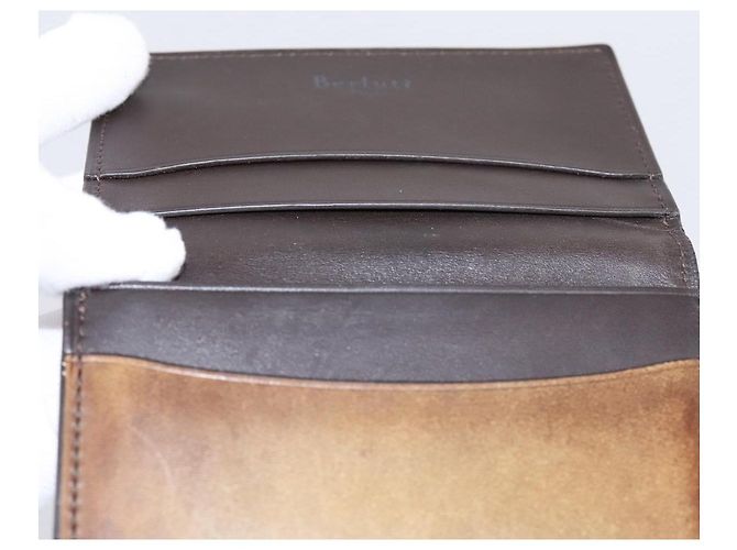 Tarjetero Berluti Gas Pearl de cuero marrón Auth 201010V Castaño - vista 18