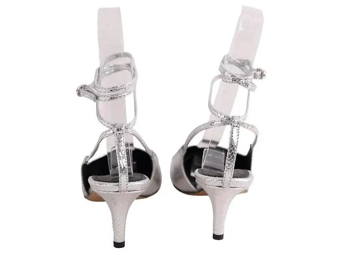 Isabel Marant Exotic Story silver leather heels Silvery - view 2