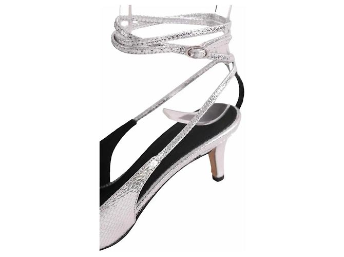 Isabel Marant Exotic Story silver leather heels Silvery - view 4