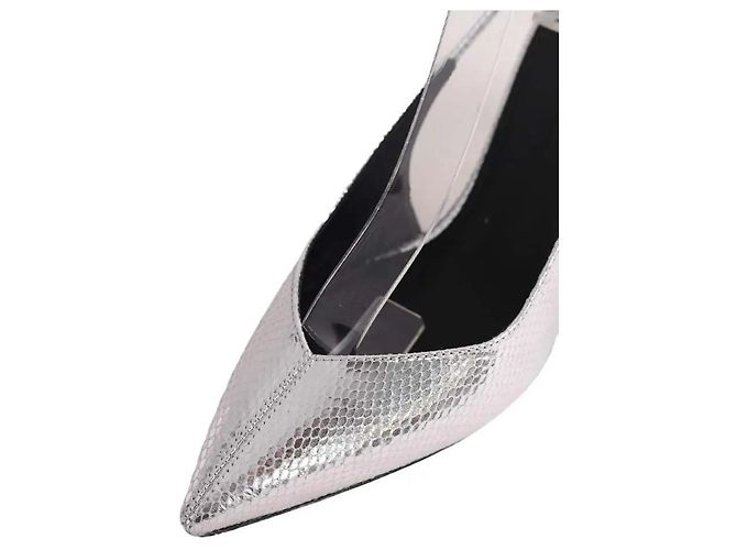 Isabel Marant Exotic Story silver leather heels Silvery - view 5