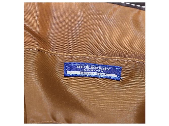 Borsa BURBERRY Nova Check Blue Label in lana marrone e oro autentica bs36933 D'oro - vista 10