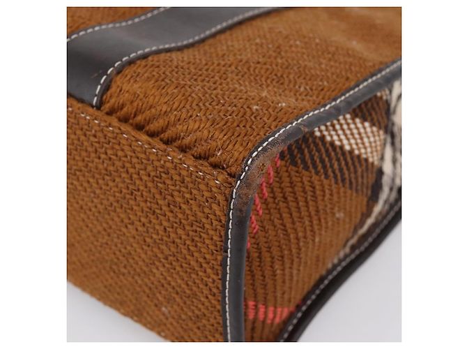 Borsa BURBERRY Nova Check Blue Label in lana marrone e oro autentica bs36933 D'oro - vista 15