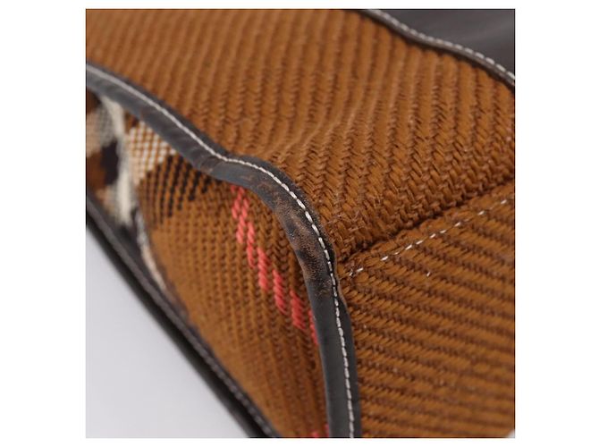 Borsa BURBERRY Nova Check Blue Label in lana marrone e oro autentica bs36933 D'oro - vista 16