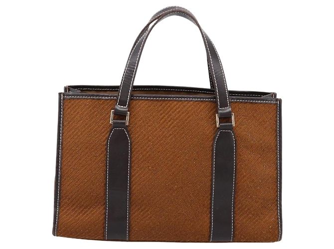 Borsa BURBERRY Nova Check Blue Label in lana marrone e oro autentica bs36933 D'oro - vista 2