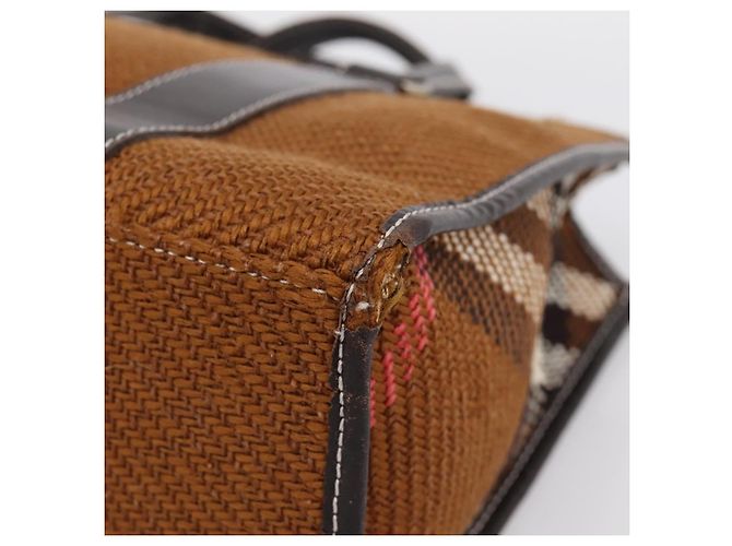 Borsa BURBERRY Nova Check Blue Label in lana marrone e oro autentica bs36933 D'oro - vista 9