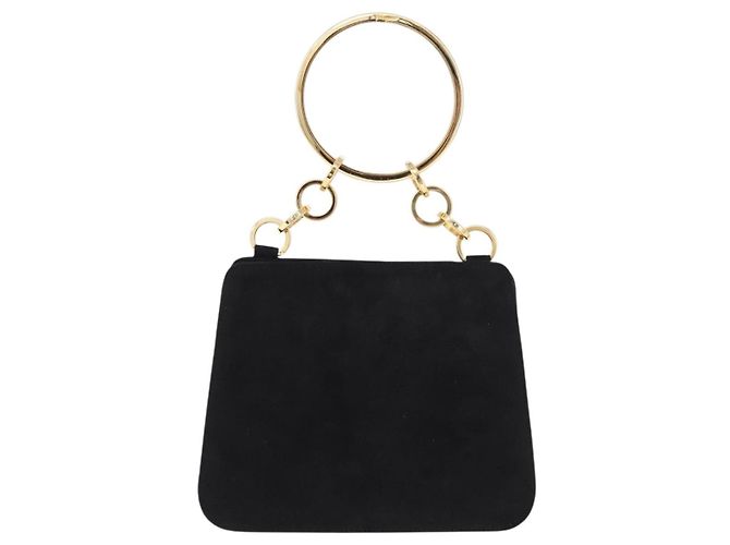 Borsa Salvatore Ferragamo in camoscio nero e oro Auth SW2667V - vista 13
