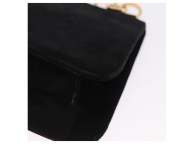Borsa Salvatore Ferragamo in camoscio nero e oro Auth SW2667V - vista 16