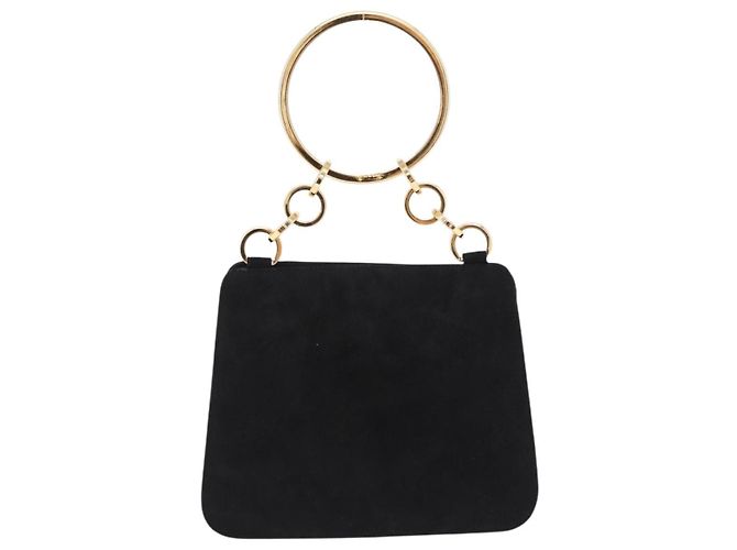 Borsa Salvatore Ferragamo in camoscio nero e oro Auth SW2667V - vista 2