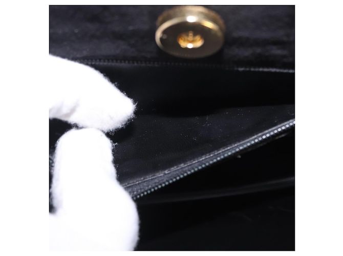 Borsa Salvatore Ferragamo in camoscio nero e oro Auth SW2667V - vista 20