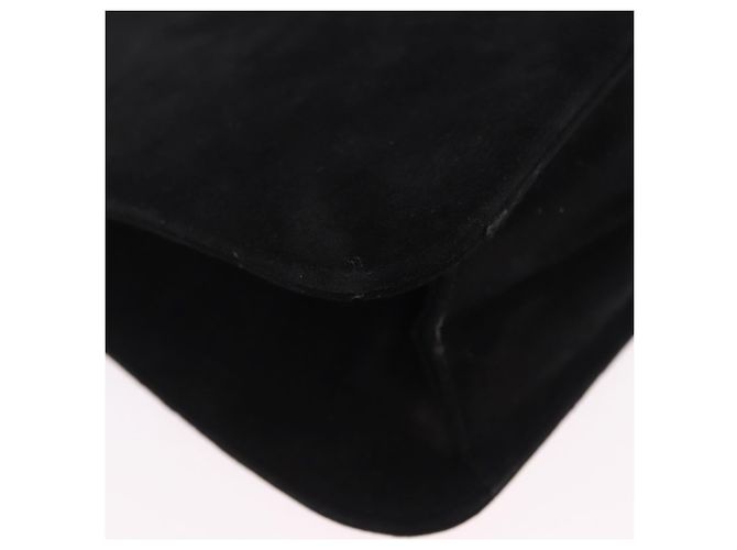 Borsa Salvatore Ferragamo in camoscio nero e oro Auth SW2667V - vista 9