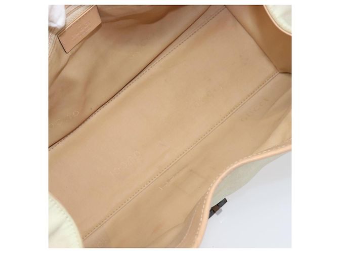 Bolsa de mão GUCCI Jackie Canvas Beige Silver 002 1067 Auth hk4065 Prata Bege - vista 11