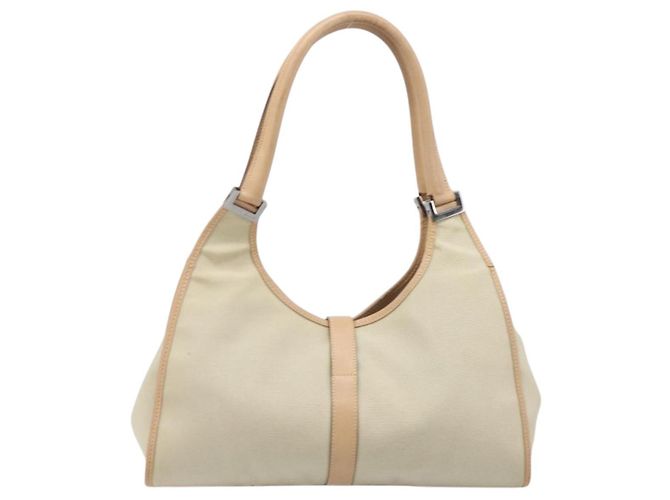 Bolsa de mão GUCCI Jackie Canvas Beige Silver 002 1067 Auth hk4065 Prata Bege - vista 2
