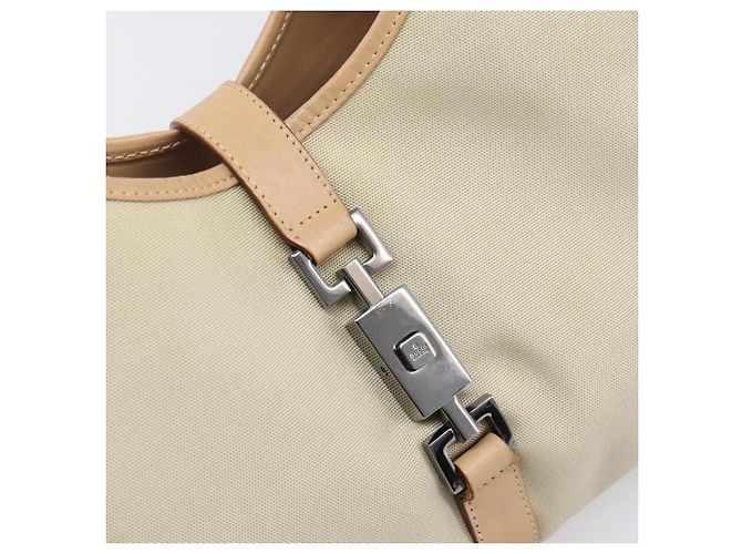 Bolsa de mão GUCCI Jackie Canvas Beige Silver 002 1067 Auth hk4065 Prata Bege - vista 20