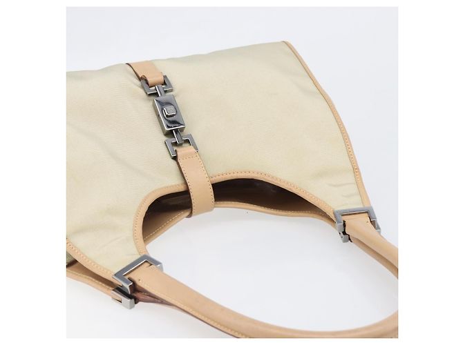 Bolsa de mão GUCCI Jackie Canvas Beige Silver 002 1067 Auth hk4065 Prata Bege - vista 7
