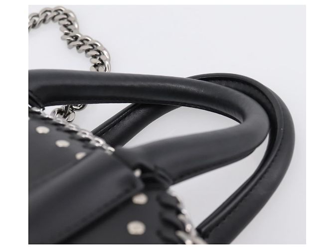 Autre Marque Stella MacCartney Borsa Box Falabella con catena Pelle 2way Nera 455137 Auth 201913V Nero Argento - vista 14