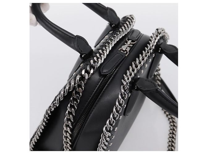 Autre Marque Stella MacCartney Borsa Box Falabella con catena Pelle 2way Nera 455137 Auth 201913V Nero Argento - vista 6
