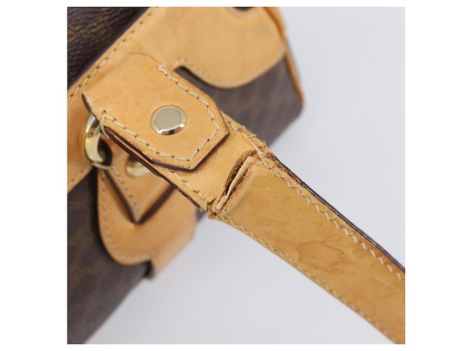 Céline Borsa a tracolla CELINE Macadam Canvas PVC Leather Brown Gold Auth 200988 Marrone D'oro - vista 10