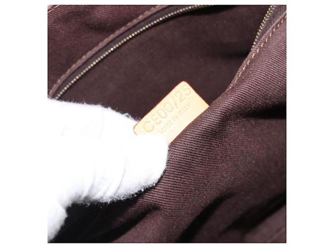 Céline Borsa a tracolla CELINE Macadam Canvas PVC Leather Brown Gold Auth 200988 Marrone D'oro - vista 12