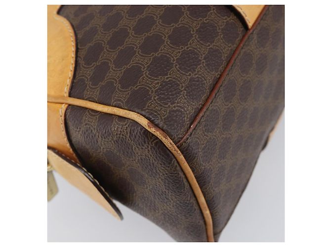 Céline Borsa a tracolla CELINE Macadam Canvas PVC Leather Brown Gold Auth 200988 Marrone D'oro - vista 14
