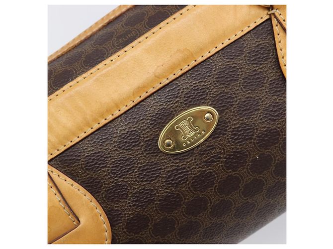 Céline Borsa a tracolla CELINE Macadam Canvas PVC Leather Brown Gold Auth 200988 Marrone D'oro - vista 17