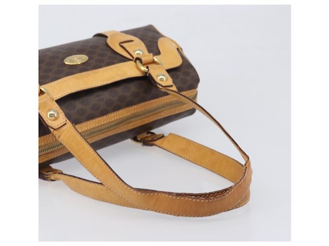 Céline Borsa a tracolla CELINE Macadam Canvas PVC Leather Brown Gold Auth 200988 Marrone D'oro - vista 7
