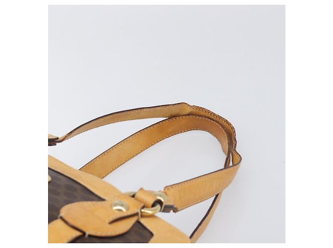 Céline Borsa a tracolla CELINE Macadam Canvas PVC Leather Brown Gold Auth 200988 Marrone D'oro - vista 8