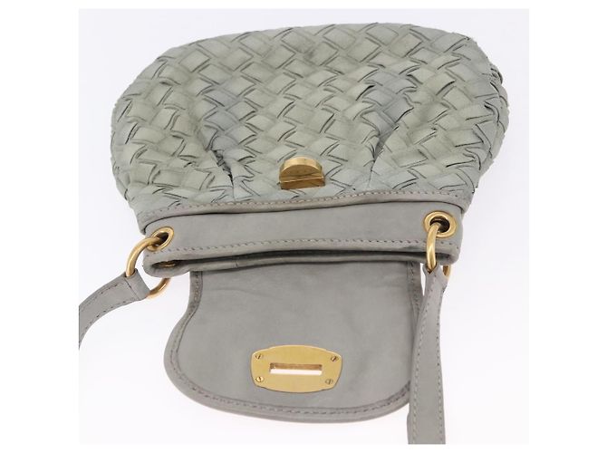 Borsa a Tracolla Miu Miu Camoscio Grigio Tono Oro Auth 200371A Marrone - vista 10
