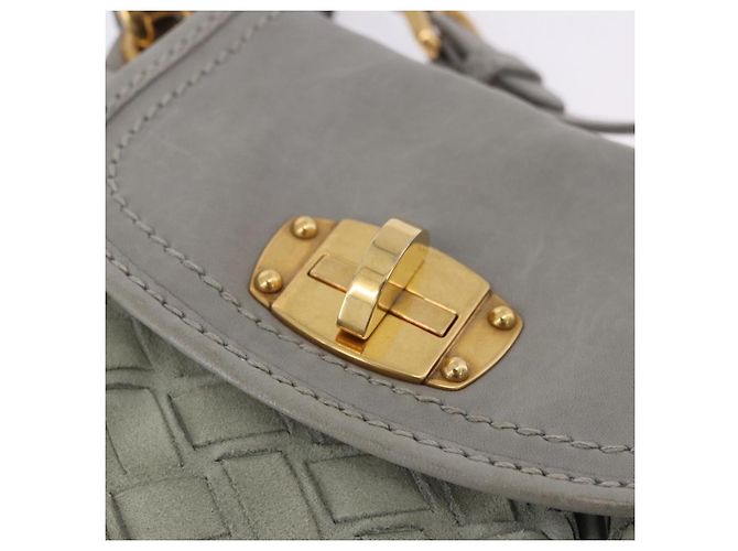 Borsa a Tracolla Miu Miu Camoscio Grigio Tono Oro Auth 200371A Marrone - vista 18