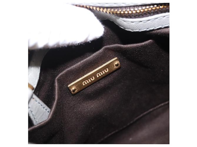 Borsa a Tracolla Miu Miu Camoscio Grigio Tono Oro Auth 200371A Marrone - vista 19