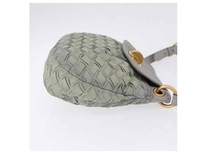 Borsa a Tracolla Miu Miu Camoscio Grigio Tono Oro Auth 200371A Marrone - vista 3