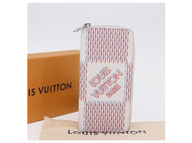 LOUIS VUITTON Damier Damier Spray Zippy Wallet Vertical M81403 LV Auth 199847M Bianco - vista 12