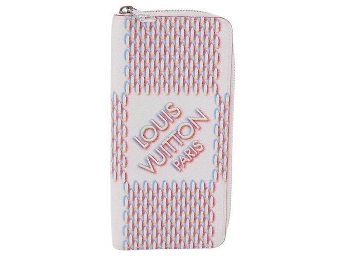 LOUIS VUITTON Damier Damier Spray Zippy Wallet Vertical M81403 LV Auth 199847M Bianco - vista 13
