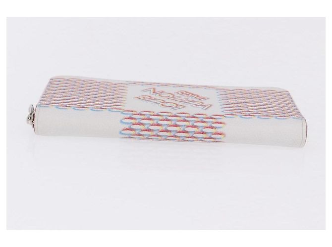 LOUIS VUITTON Damier Damier Spray Zippy Wallet Vertical M81403 LV Auth 199847M Bianco - vista 4