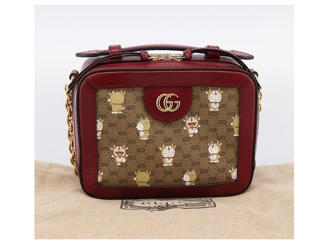 Bolso GUCCI Micro GG Supreme Colaboración Doraemon PVC Beige 655596 Auth 202069M Dorado - vista 12