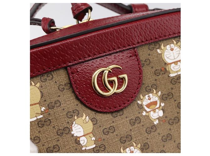 Bolso GUCCI Micro GG Supreme Colaboración Doraemon PVC Beige 655596 Auth 202069M Dorado - vista 19