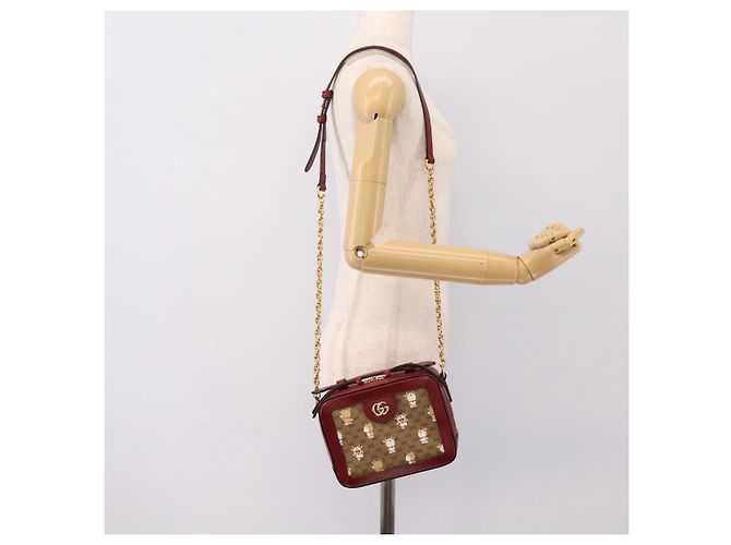 Bolso GUCCI Micro GG Supreme Colaboración Doraemon PVC Beige 655596 Auth 202069M Dorado - vista 25