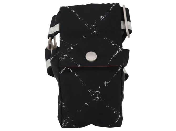 Borsello da vita CHANEL Travel Line in nylon nero e argento CC Auth 198646A - vista 13