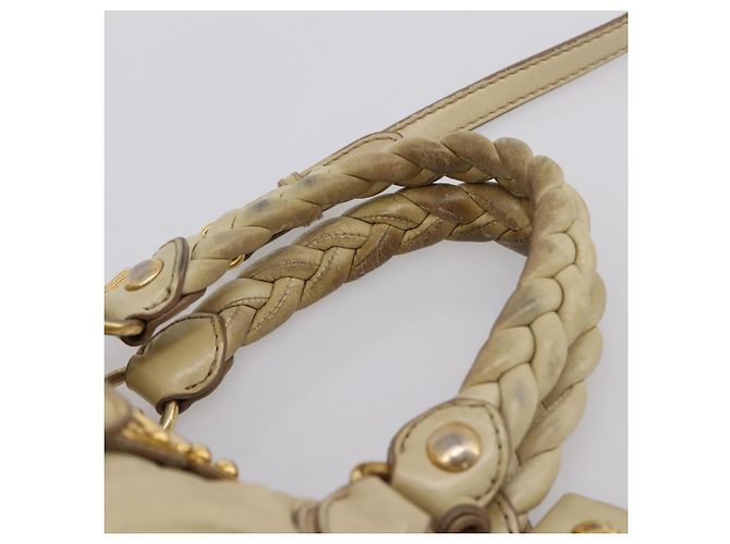 Borsa a mano Miu Miu in pelle 2way Beige Tono Oro Auth 167578A - vista 15