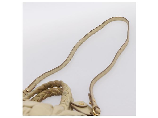 Borsa a mano Miu Miu in pelle 2way Beige Tono Oro Auth 167578A - vista 16