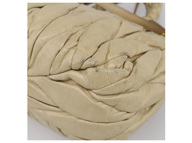 Borsa a mano Miu Miu in pelle 2way Beige Tono Oro Auth 167578A - vista 19