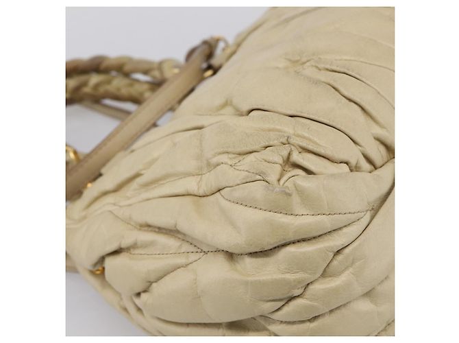Borsa a mano Miu Miu in pelle 2way Beige Tono Oro Auth 167578A - vista 20