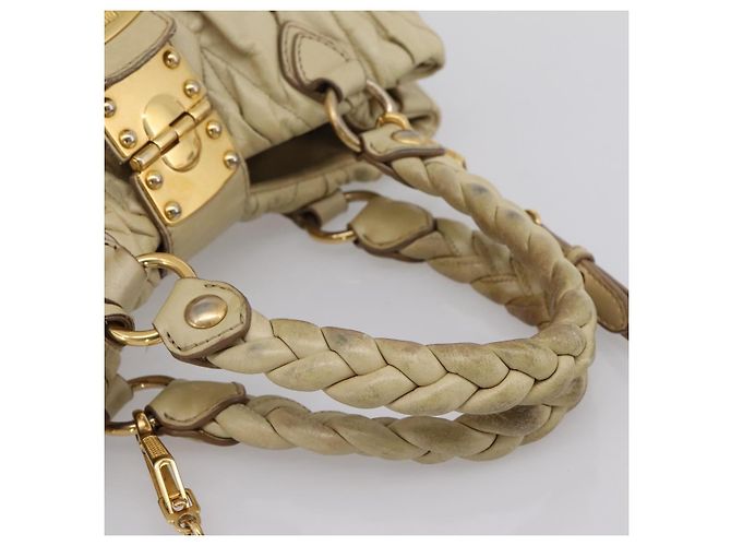 Borsa a mano Miu Miu in pelle 2way Beige Tono Oro Auth 167578A - vista 6